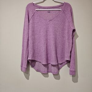 American Eagle Outfitters Women's Soft & Sexy Plush Waffle Long Sleeve Top, Med